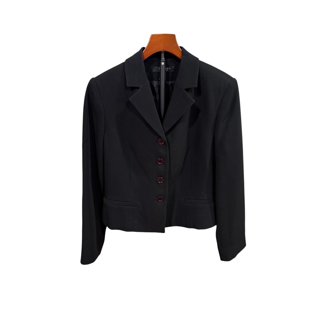 Vtg Louben Petite Black‎ Cropped Blazer Jacket Sz 6P Made in Canada Dark Acadmia